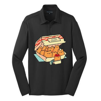 Kitten Nuggets Fast Food Cat And Chicken Nugget Lover Quote Silk Touch Performance Long Sleeve Polo