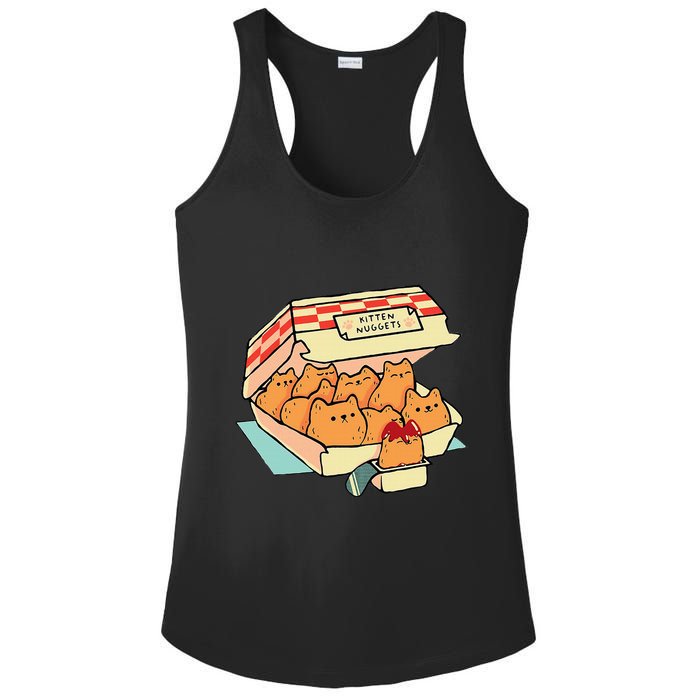 Kitten Nuggets Fast Food Cat And Chicken Nugget Lover Quote Ladies PosiCharge Competitor Racerback Tank