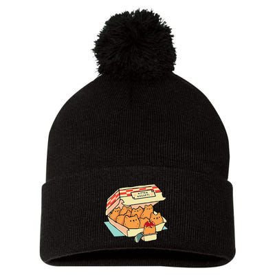 Kitten Nuggets Fast Food Cat And Chicken Nugget Lover Quote Pom Pom 12in Knit Beanie