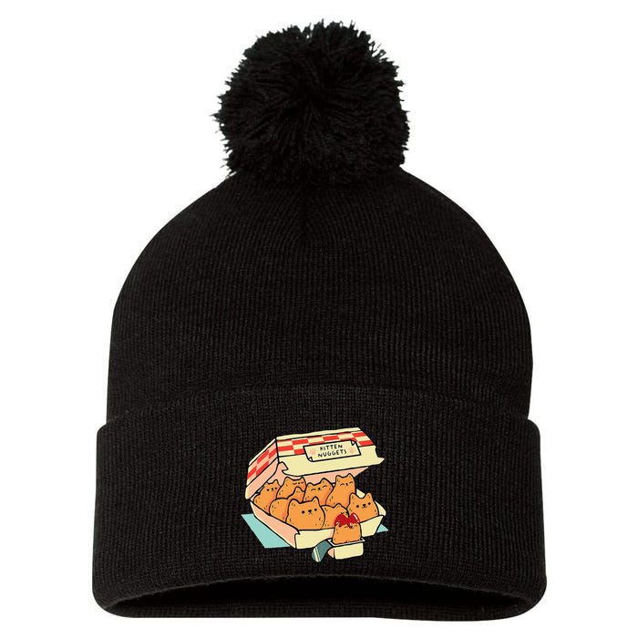 Kitten Nuggets Fast Food Cat And Chicken Nugget Lover Quote Pom Pom 12in Knit Beanie