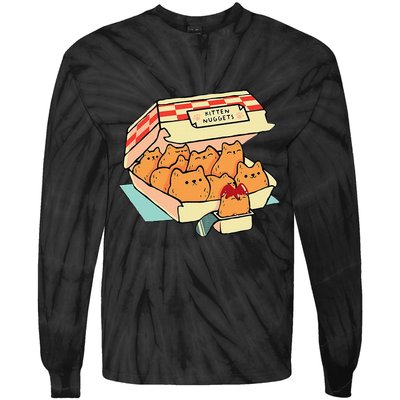 Kitten Nuggets Fast Food Cat And Chicken Nugget Lover Quote Tie-Dye Long Sleeve Shirt