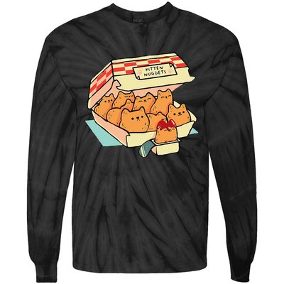 Kitten Nuggets Fast Food Cat And Chicken Nugget Lover Quote Tie-Dye Long Sleeve Shirt