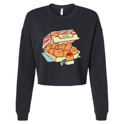 Kitten Nuggets Fast Food Cat And Chicken Nugget Lover Quote Cropped Pullover Crew