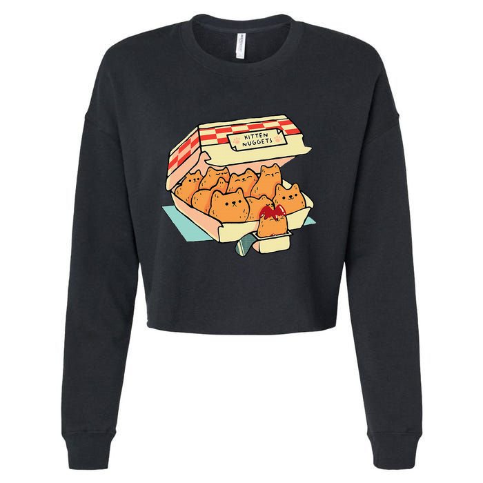 Kitten Nuggets Fast Food Cat And Chicken Nugget Lover Quote Cropped Pullover Crew