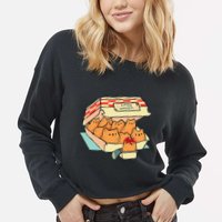 Kitten Nuggets Fast Food Cat And Chicken Nugget Lover Quote Cropped Pullover Crew