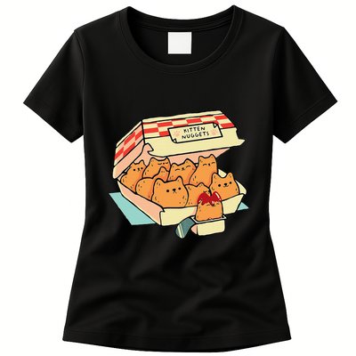 Kitten Nuggets Fast Food Cat And Chicken Nugget Lover Quote Womens T-Shirt