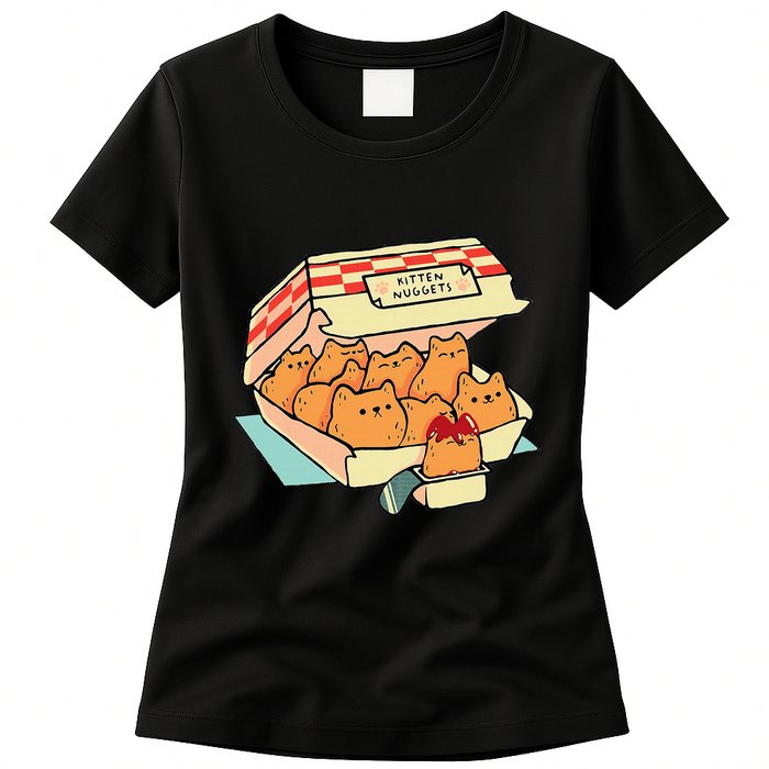 Kitten Nuggets Fast Food Cat And Chicken Nugget Lover Quote Womens T-Shirt