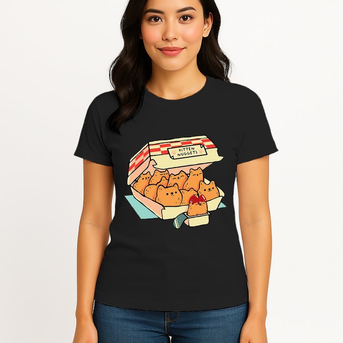Kitten Nuggets Fast Food Cat And Chicken Nugget Lover Quote Womens T-Shirt