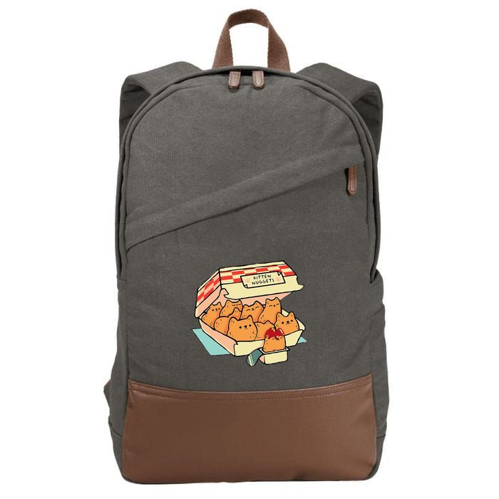 Kitten Nuggets Fast Food Cat And Chicken Nugget Lover Quote Cotton Canvas Backpack