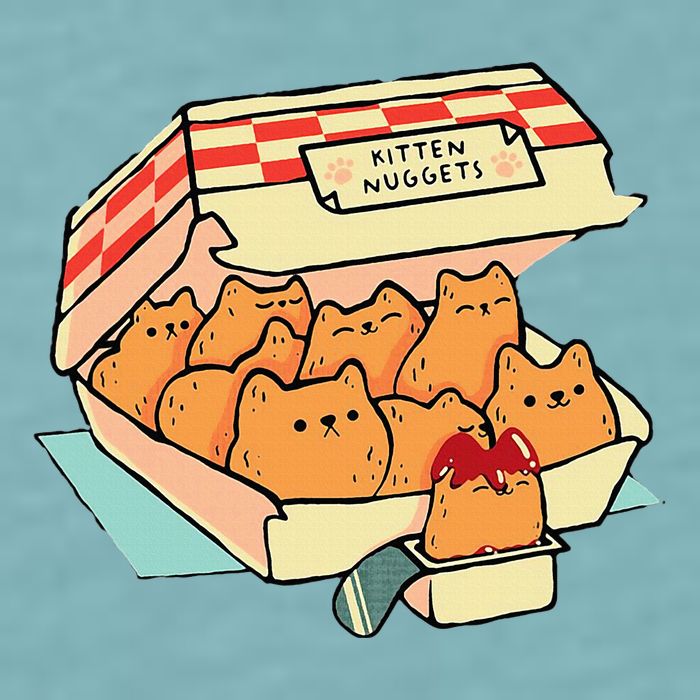 Kitten Nuggets Fast Food Cat And Chicken Nugget Lover Quote Sueded Cloud Jersey T-Shirt