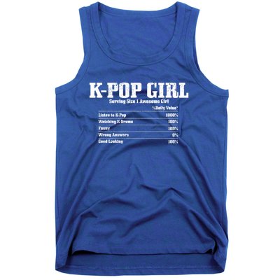 Kpop Nutrition Facts Funny Cute Kdrama Korean Music Gift Tank Top