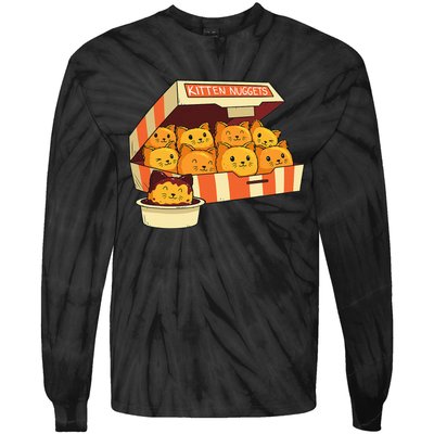 Kitten Nuggets Funny Cats & Chicken Nuggets Lover Tie-Dye Long Sleeve Shirt