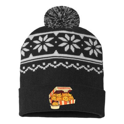 Kitten Nuggets Funny Cats & Chicken Nuggets Lover Funny Cat USA-Made Snowflake Beanie