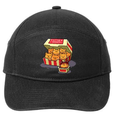 Kitten Nuggets Food Pun Cat Lover Gift Chicken Nuggets 7-Panel Snapback Hat