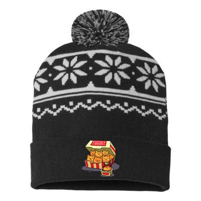 Kitten Nuggets Food Pun Cat Lover Gift Chicken Nuggets USA-Made Snowflake Beanie