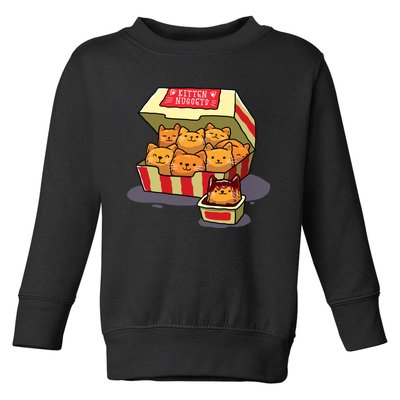 Kitten Nuggets Food Pun Cat Lover Gift Chicken Nuggets Toddler Sweatshirt