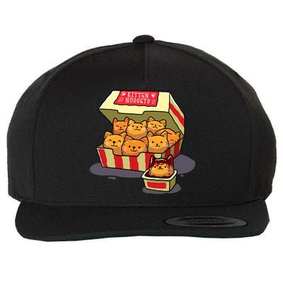 Kitten Nuggets Food Pun Cat Lover Gift Chicken Nuggets Wool Snapback Cap