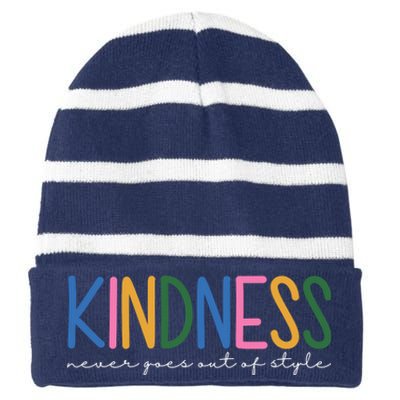 Kindness Never Goes Out Of Style Colorful Striped Beanie with Solid Band