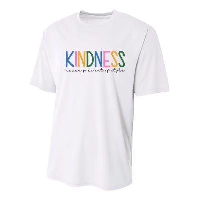 Kindness Never Goes Out Of Style Colorful Youth Performance Sprint T-Shirt