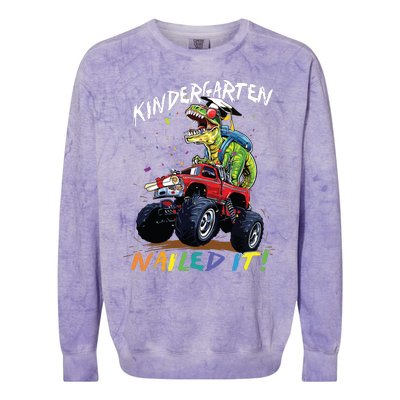 Kindergarten Nailed It Dinosaur Truck Last Day Of School Boy Colorblast Crewneck Sweatshirt