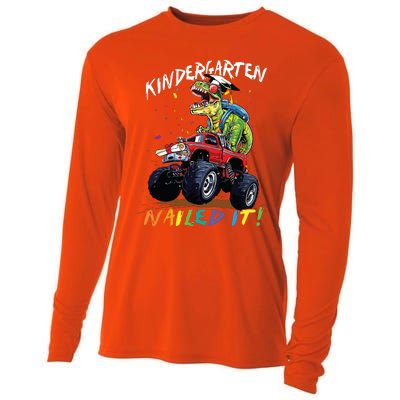 Kindergarten Nailed It Dinosaur Truck Last Day Of School Boy Cooling Performance Long Sleeve Crew