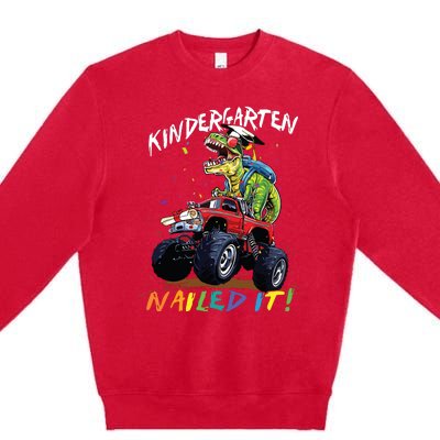 Kindergarten Nailed It Dinosaur Truck Last Day Of School Boy Premium Crewneck Sweatshirt