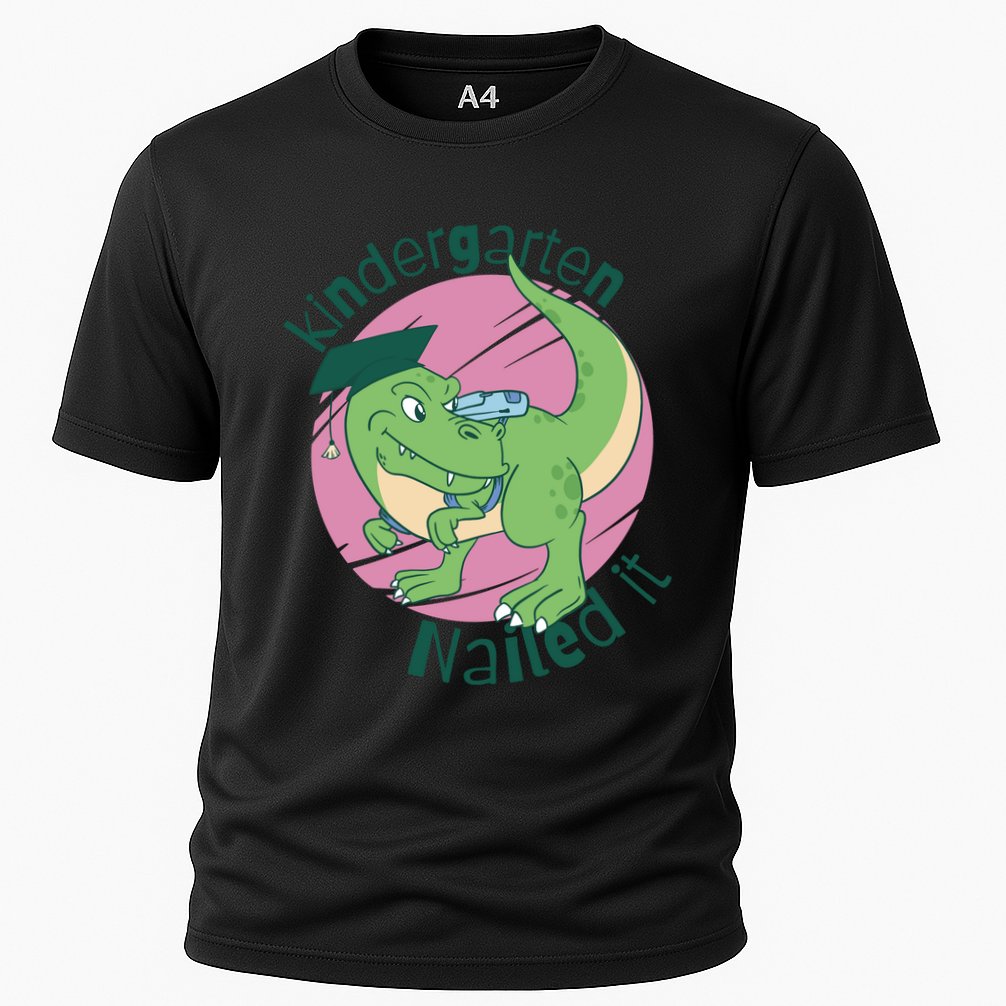 Kindergarten Nailed It Graduation Dinosaur Cooling Performance Crew T-Shirt