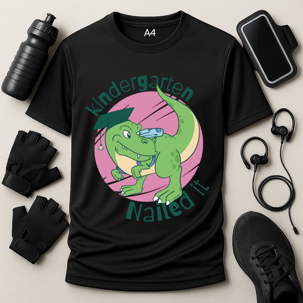 Kindergarten Nailed It Graduation Dinosaur Cooling Performance Crew T-Shirt
