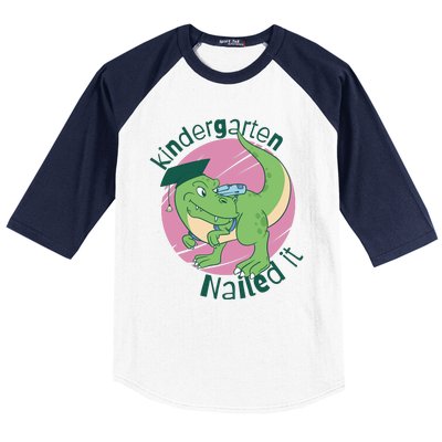 Kindergarten Nailed It Graduation Dinosaur Baseball Sleeve Shirt