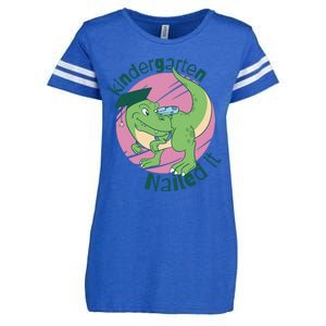 Kindergarten Nailed It Graduation Dinosaur Enza Ladies Jersey Football T-Shirt