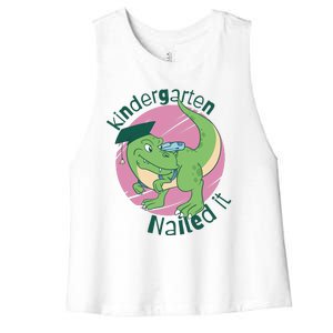 Kindergarten Nailed It Graduation Dinosaur Women's Racerback Cropped Tank