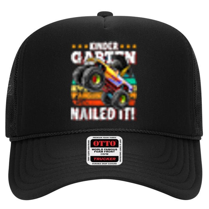 Kindergarten Nailed It Monster Truck Retro Graduation Hat High Crown Mesh Back Trucker Hat