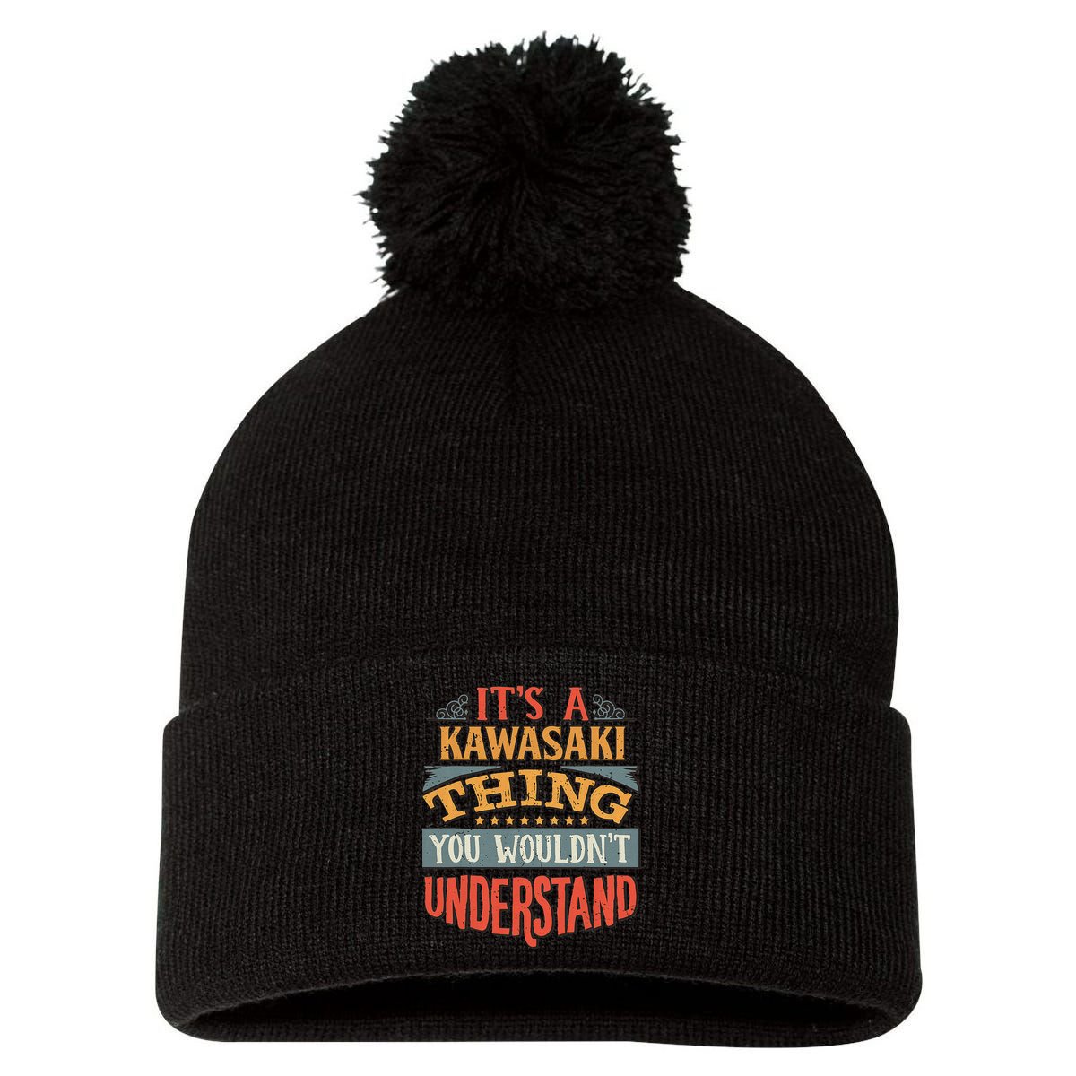 Kawasaki Name Pom Pom 12in Knit Beanie