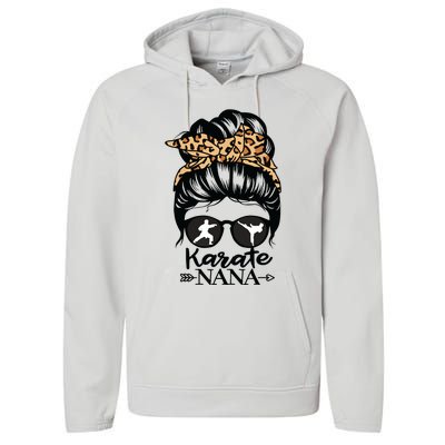 Karate Nana Messy Bun Hair Funny Karate Fighter Nana Performance Fleece Hoodie