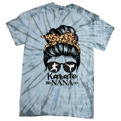 Karate Nana Messy Bun Hair Funny Karate Fighter Nana Tie-Dye T-Shirt