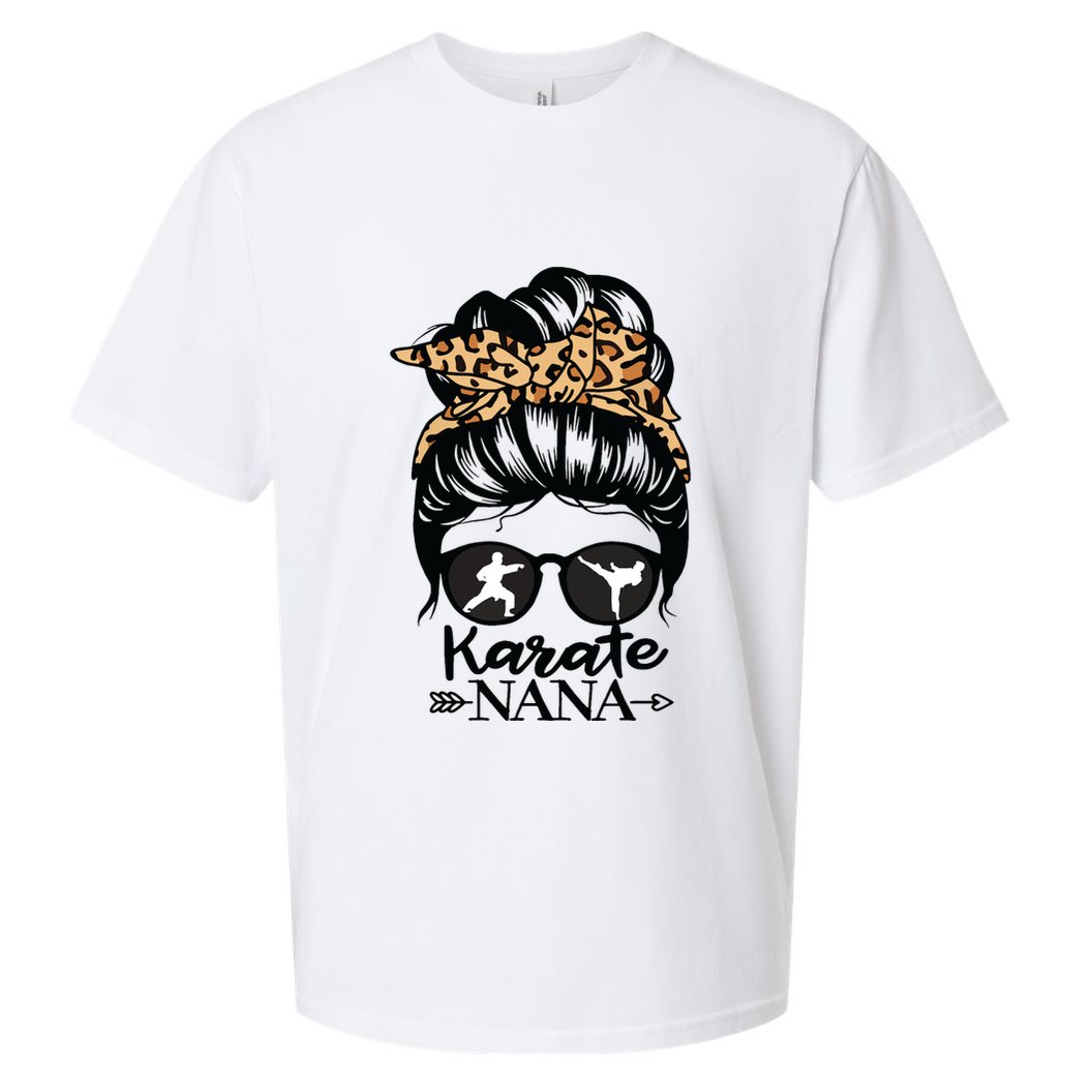 Karate Nana Messy Bun Hair Funny Karate Fighter Nana Sueded Cloud Jersey T-Shirt