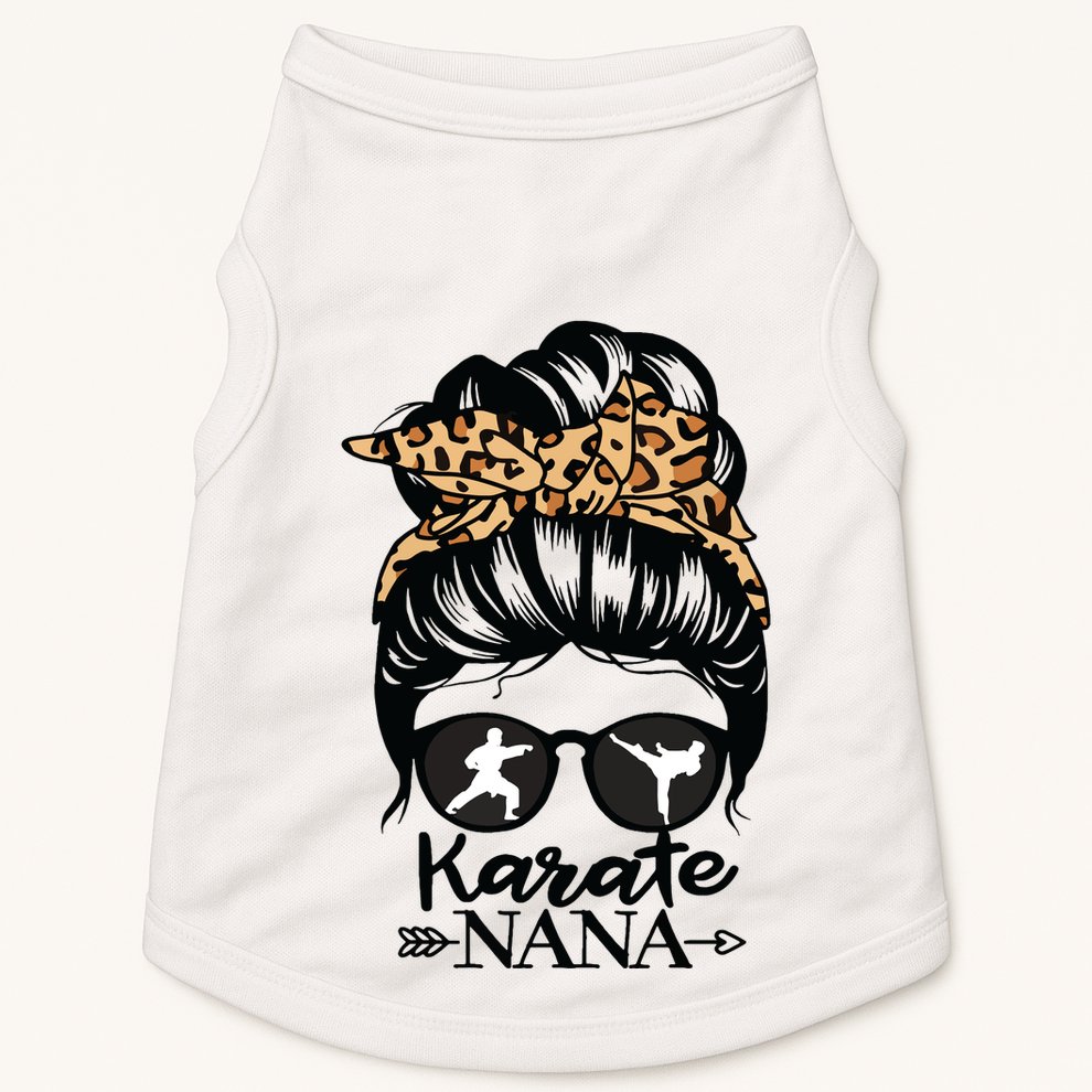 Karate Nana Messy Bun Hair Funny Karate Fighter Nana Doggie Tank