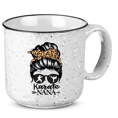 Karate Nana Messy Bun Hair Funny Karate Fighter Nana 15oz Campfire Ceramic Mug