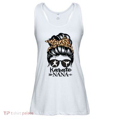 Karate Nana Messy Bun Hair Funny Karate Fighter Nana Ladies Essential Flowy Tank