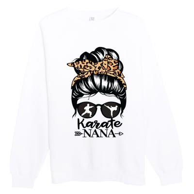 Karate Nana Messy Bun Hair Funny Karate Fighter Nana Premium Crewneck Sweatshirt