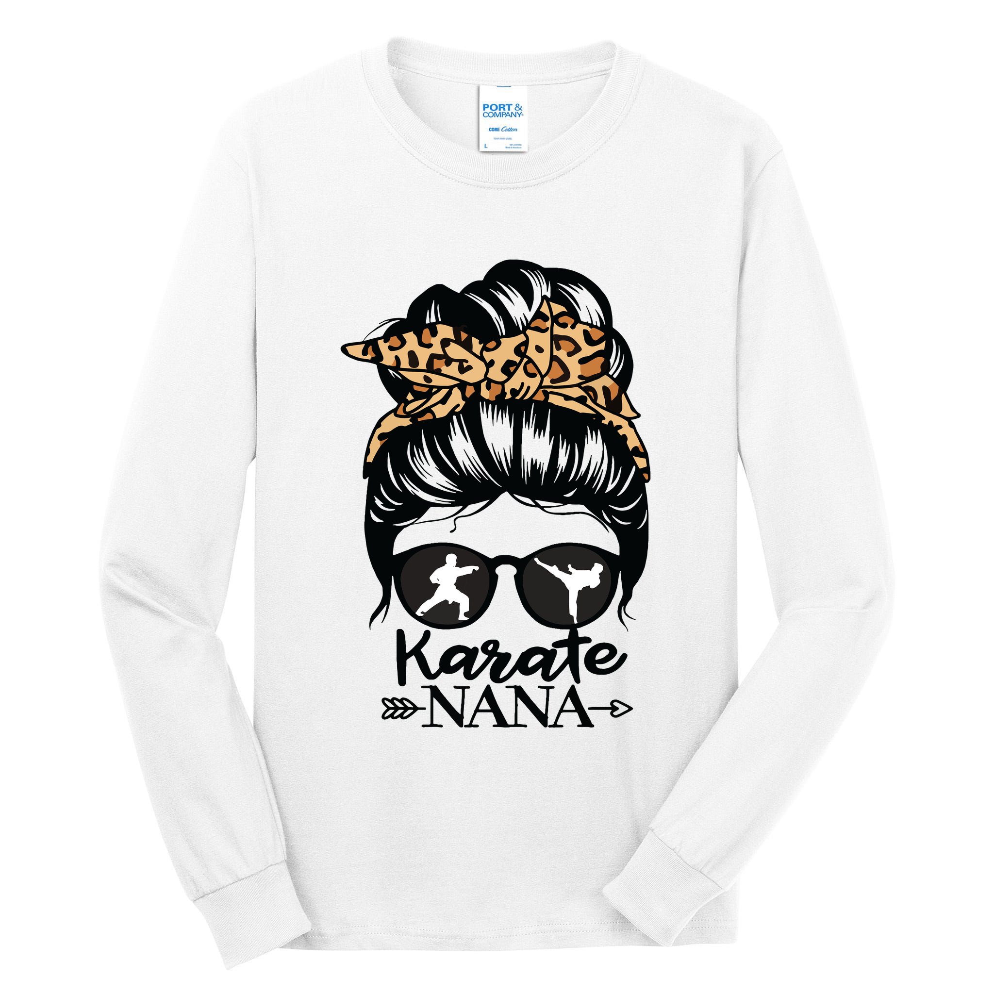 Karate Nana Messy Bun Hair Funny Karate Fighter Nana Tall Long Sleeve T-Shirt