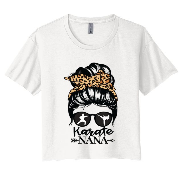 Karate Nana Messy Bun Hair Funny Karate Fighter Nana Crop Top