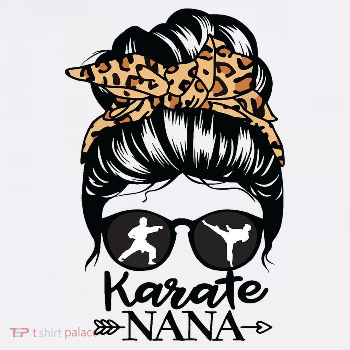 Karate Nana Messy Bun Hair Funny Karate Fighter Nana Women's V-Neck T-Shirt