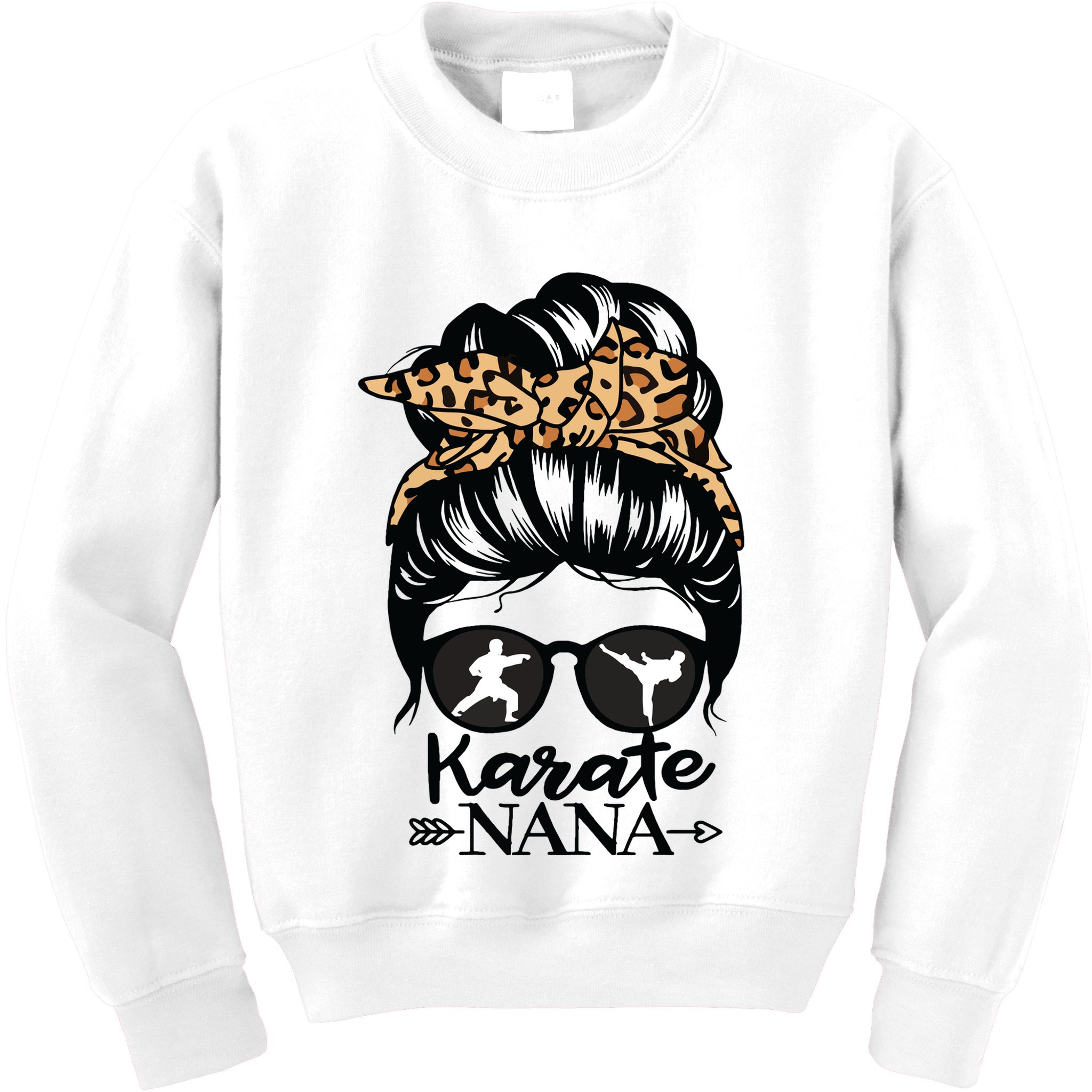 Karate Nana Messy Bun Hair Funny Karate Fighter Nana Kids Sweatshirt