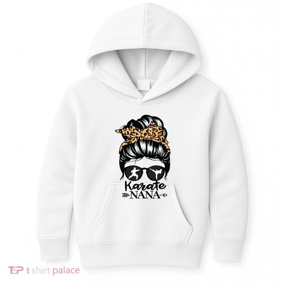 Karate Nana Messy Bun Hair Funny Karate Fighter Nana Kids Hoodie