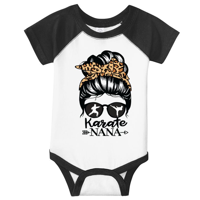 Karate Nana Messy Bun Hair Funny Karate Fighter Nana Infant Baby Jersey Bodysuit