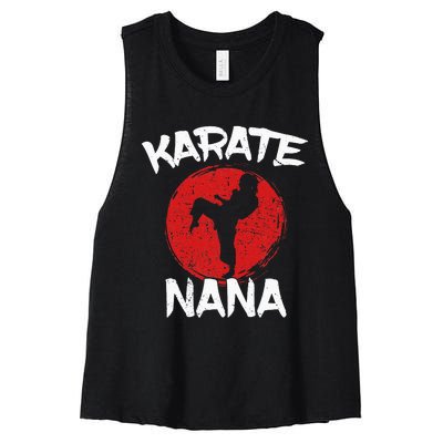 Karate Nana Martial Arts Grandma Ponytail Women's Racerback Cropped Tank