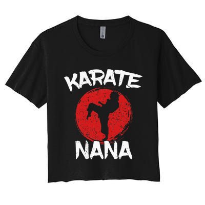 Karate Nana Martial Arts Grandma Ponytail Women's Crop Top Tee