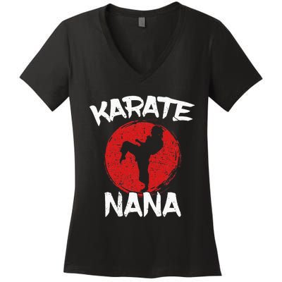 Karate Nana Martial Arts Grandma Ponytail Women's V-Neck T-Shirt