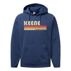 Keene Nh New Hampshire Funny City Home Roots Gift Retro 80s Gift Performance Fleece Hoodie